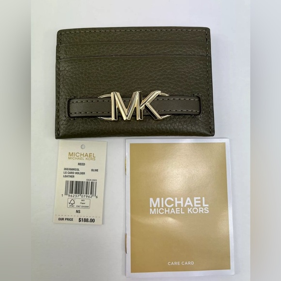 Michael Kors, RARE BELTED Large Pebbled Leather Card Case - Picture 3 of 8